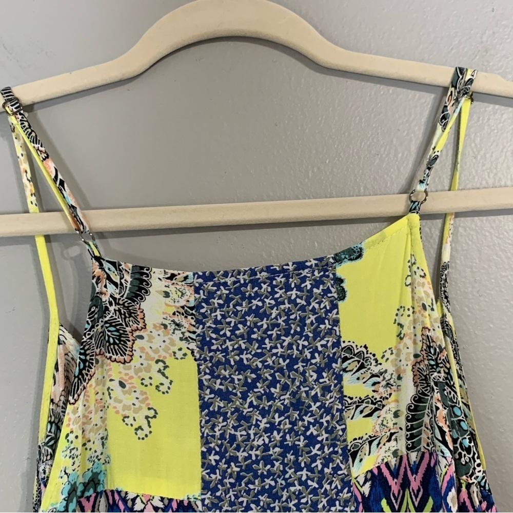 UMGEE blue and yellow paisley Aztec patchwork spaghetti strap sundress. Size S - Picture 5 of 9